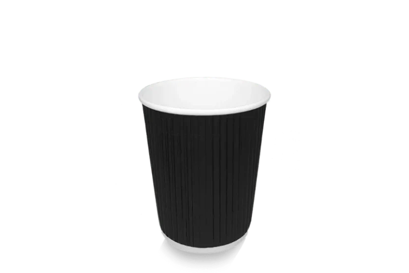 [65934] Coffee cup 230cc 8oz Ø80mm cardboard Ripple Black 20x25 